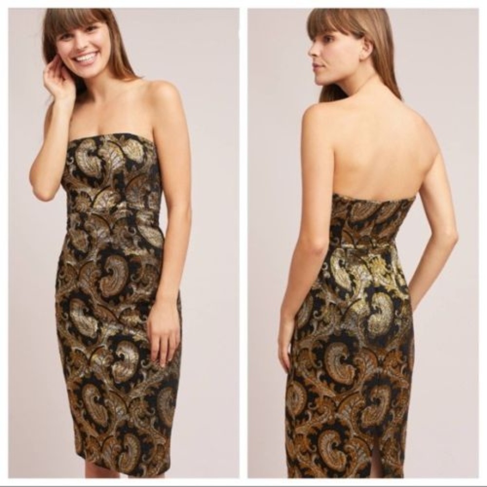 Anthropologie Tracy Reese Strapless Jacquard Dress